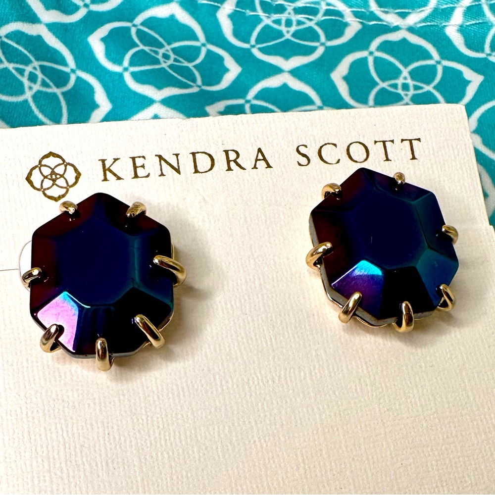 NWT Kendra Scott Morgan Studs in iridescent Black